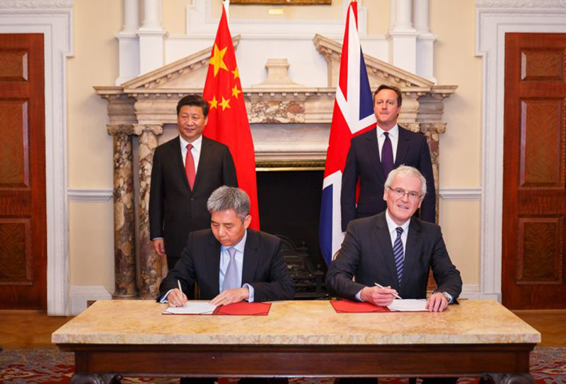 2015年10月21日，在習近平同志和英國首相卡梅倫的共同見證下，中國廣核集團和法國電力公司正式簽訂英國新建核電項目的投資協(xié)議。